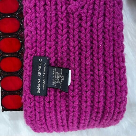 NEW Banana Republic Cashmere Hand knit Sequin Sparkle Colorful Fringe Wrap Scarf - Picture 10 of 12